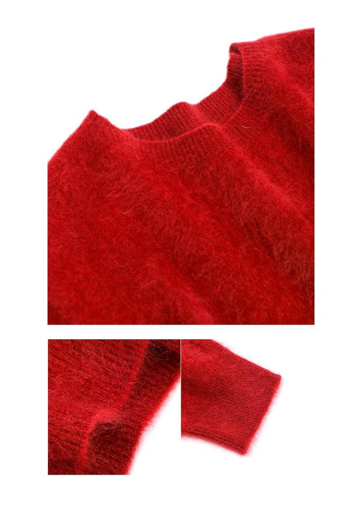 Women's Super Heavyweight Cashmere Blend Sweater with Faux Fur Fluff