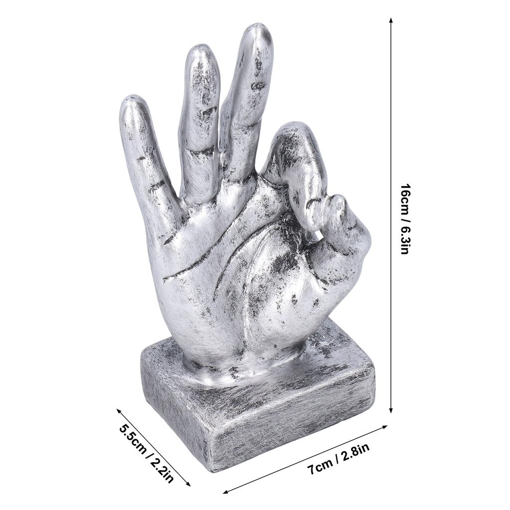 OK Gesture Resin Sculpture Retro Desktop Ornament Finger Statue Home Office Decor Gold Finish Figurine Modern Abstract Art Deco