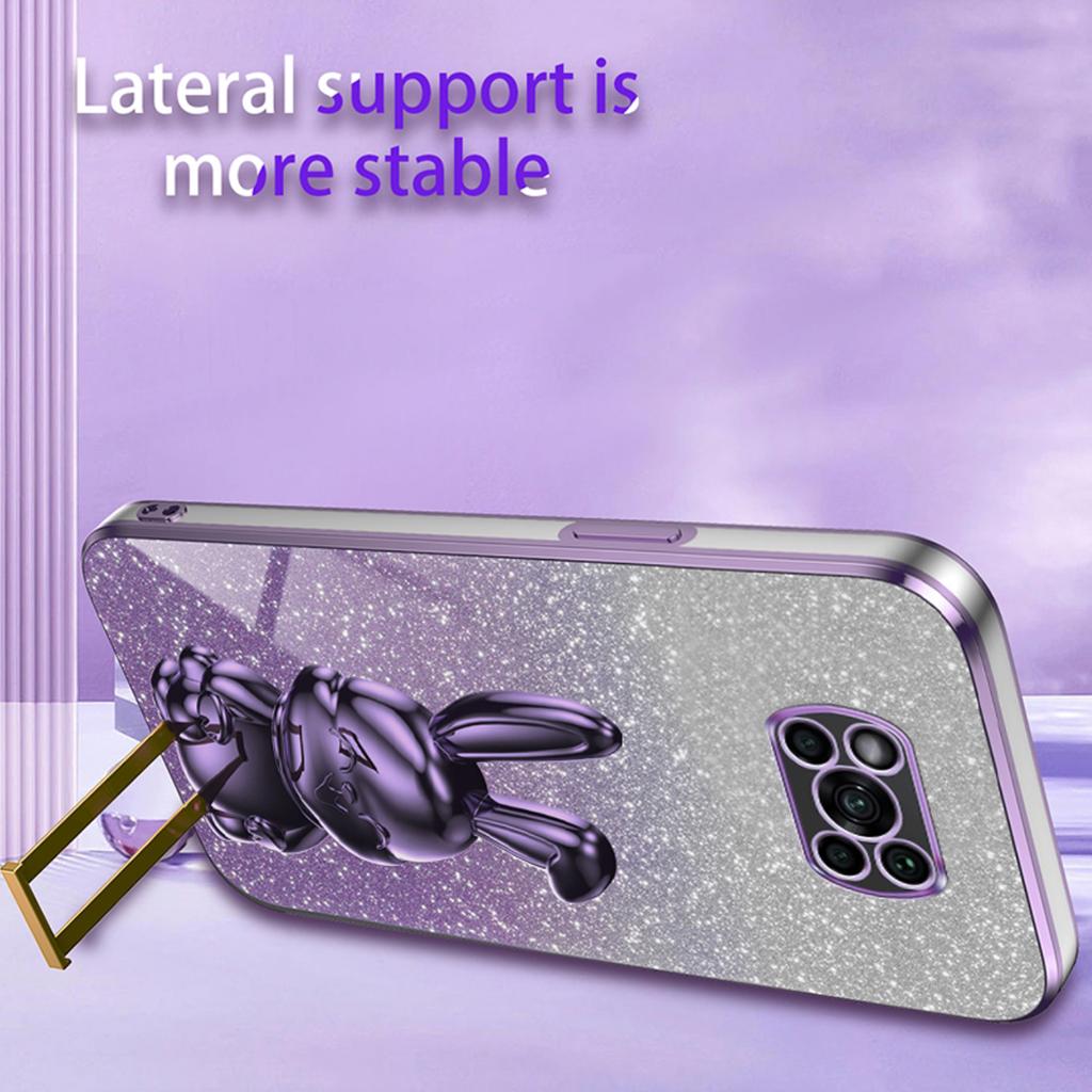 Pro Xiaomi Poco X3/Poco X3 NFC Elektroplatingový kryt na mobilní telefon Výsuvný stojánek PC+TPU Kryt