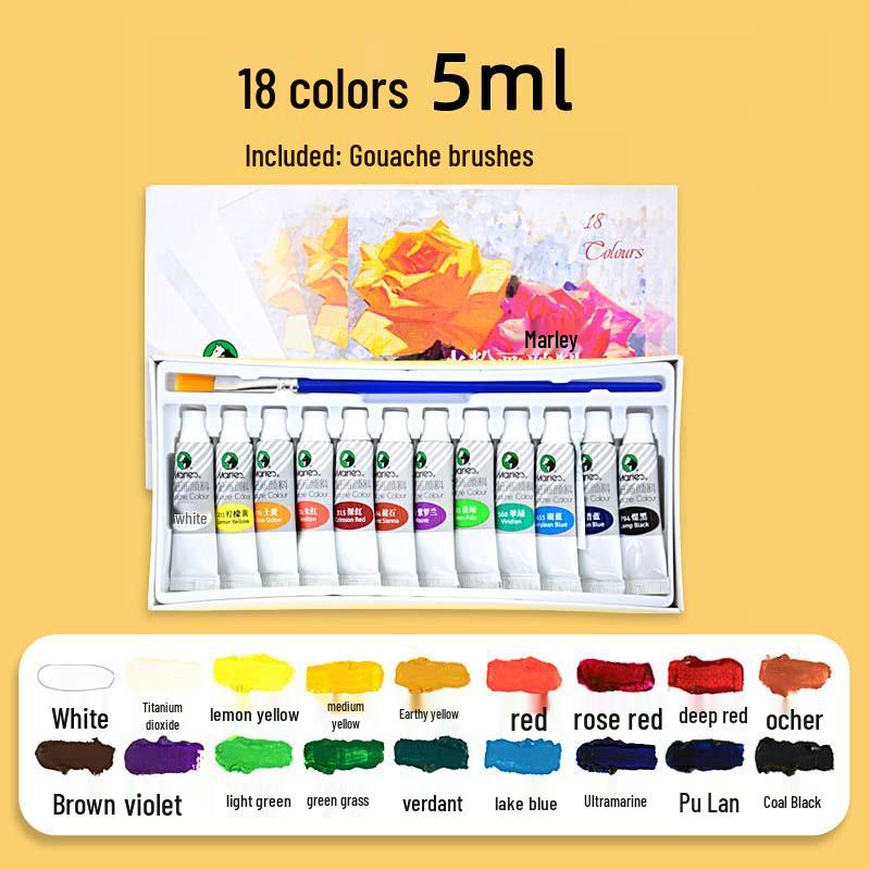 Mali Washable Gouache Paint Set for Beginners - 12, 18, or 24 Colors