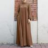 Brand 2024 Spring Women's Patchwork Ice Silk Puff Sleeve Long Dress with Hijab
