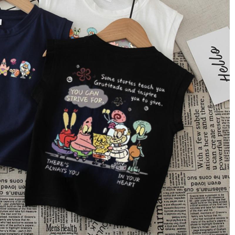 Boys Summer Cotton Cartoon Tank Top Sleeveless T Shirt For Kids Stylish Casual Vest Outerwear