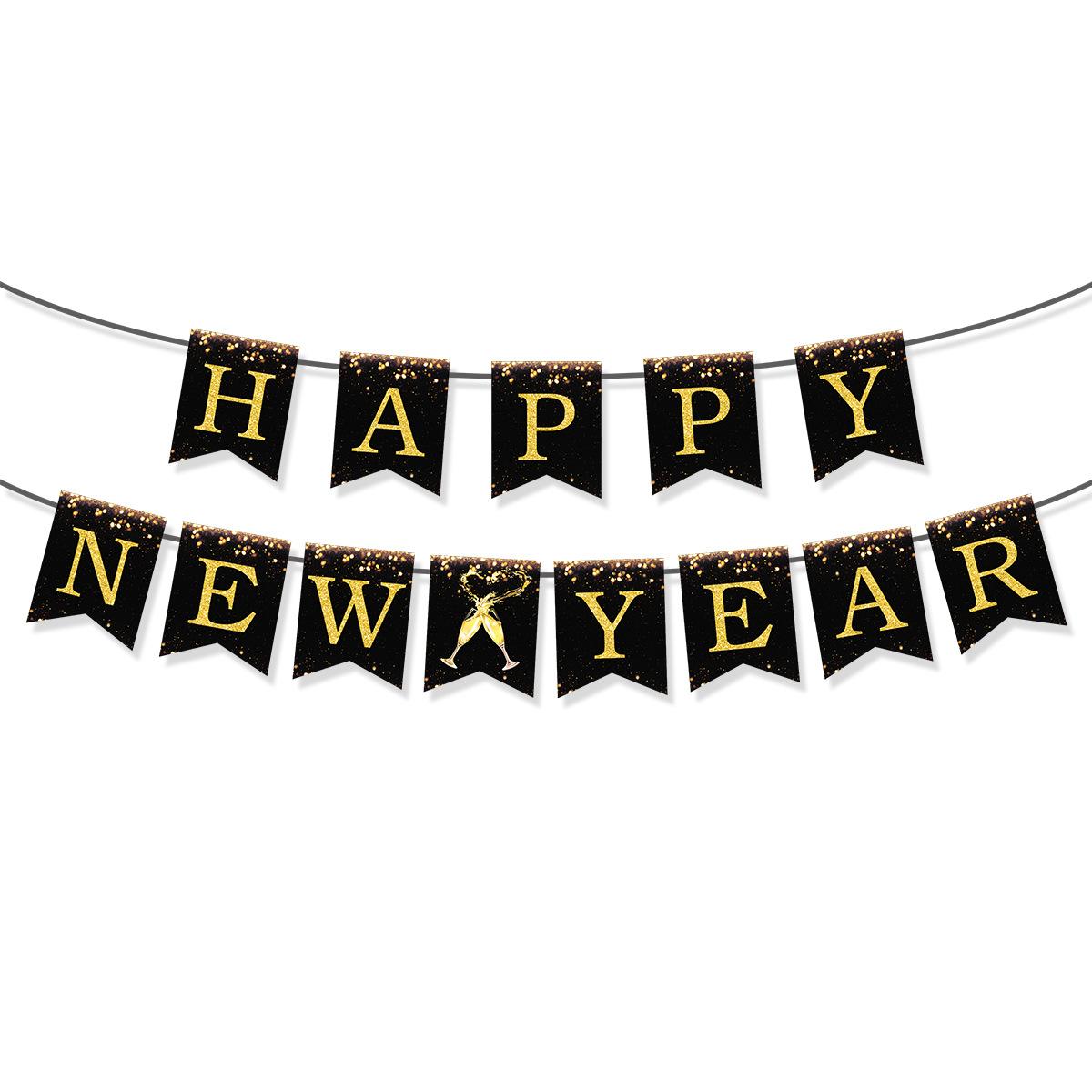 

New Year S Black And Gold Fireworks Cheers Dovetail Flag Happy New Year La Flag Banner Happy New Year Cheers Flag