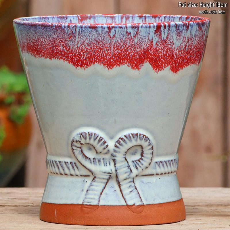 Personalized Large Ceramic Succulent Flower Pot with Wide Caliber - Free Shipping