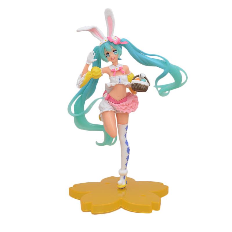 

18CM Anime Hatsune Miku 2nd Season Blooming Season Ver Rabbit Ear Gown Up Model Toy Present Collection Aciton Figure PVC No box