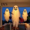 Multi Mode Lighting Ghost Halloween Lighted Hanging with Broom Decor, Flying Broomstick Ornaments Remote Control Party Lights Lights, 8 Modes & Timer,