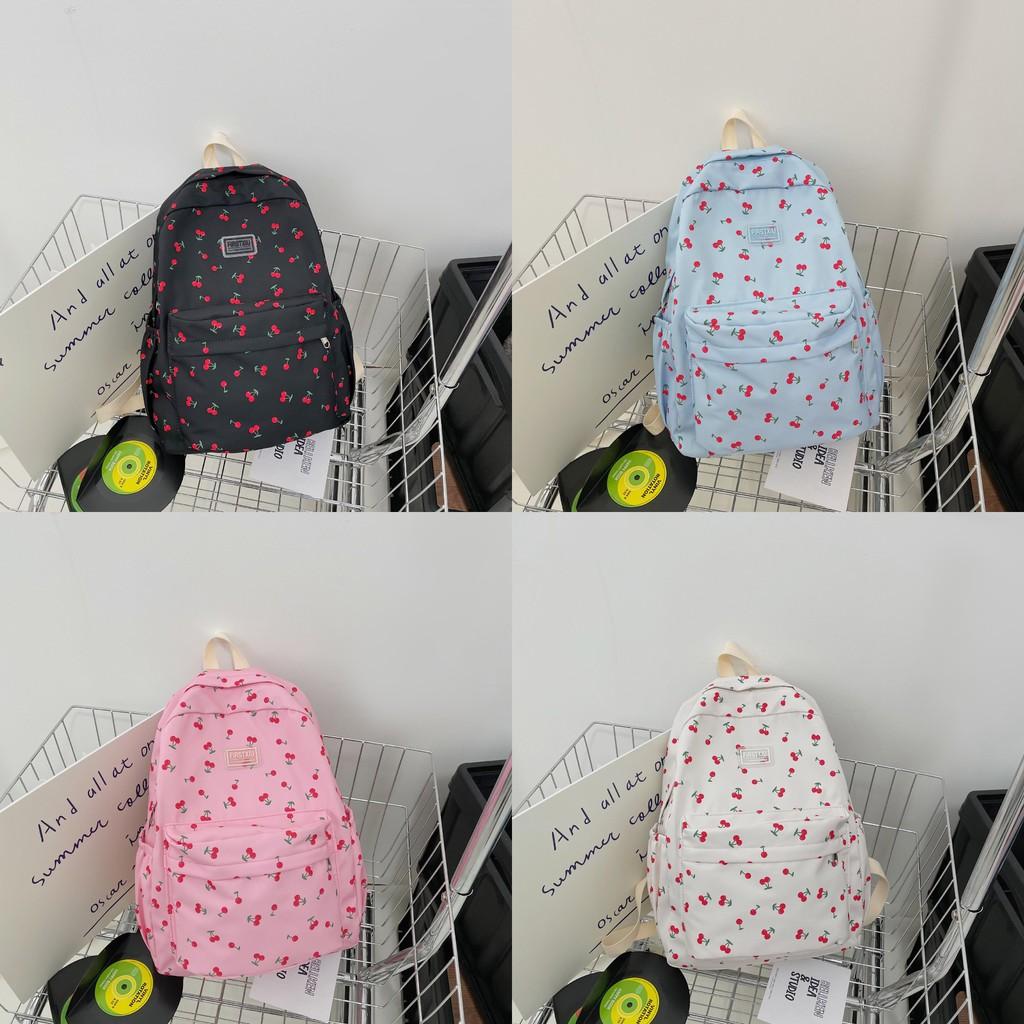 Pattern Cherry Sweet And Letter Decor Student Backpack For School And Use Daily