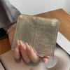 Women's Silver Cowhide Card Holder Pocket Daily Wallet