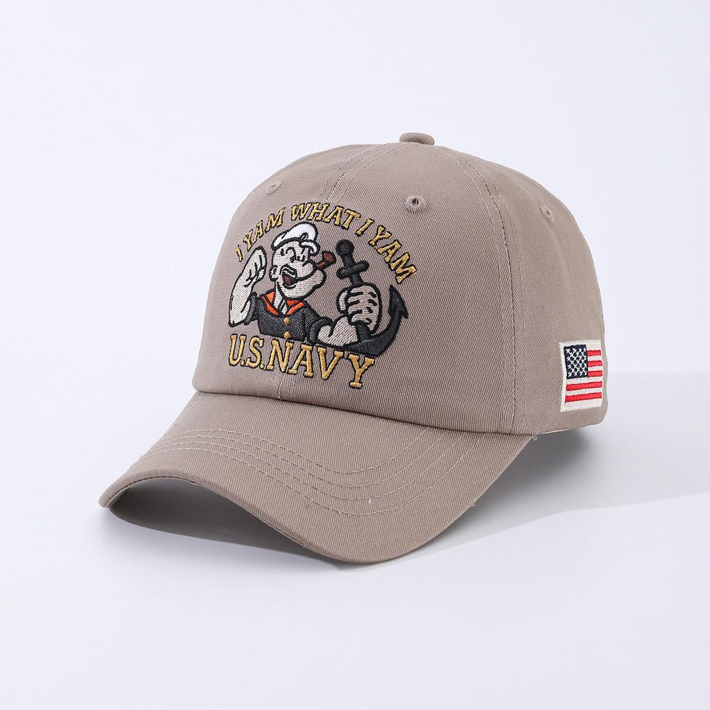 Cotton Baseball Cap With Embroidered Flags And Letters For Summer Sun Protection