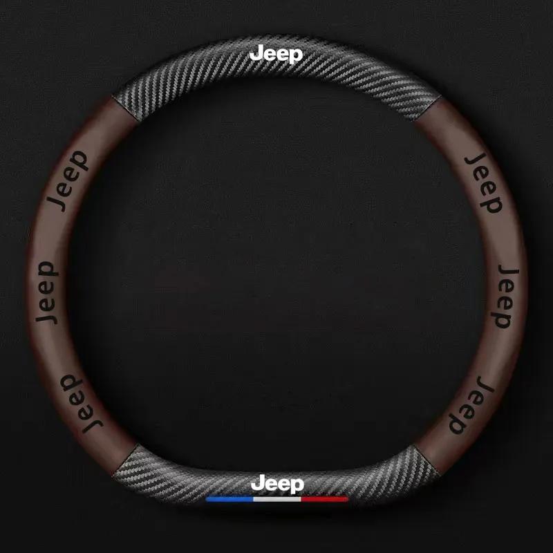 For Jeep Car Steering Wheel Cover Breathable Anti Slip Auto Decoration For Jeep Grand Cherokee Wk2 Wrangler Lanyard Gladiator
