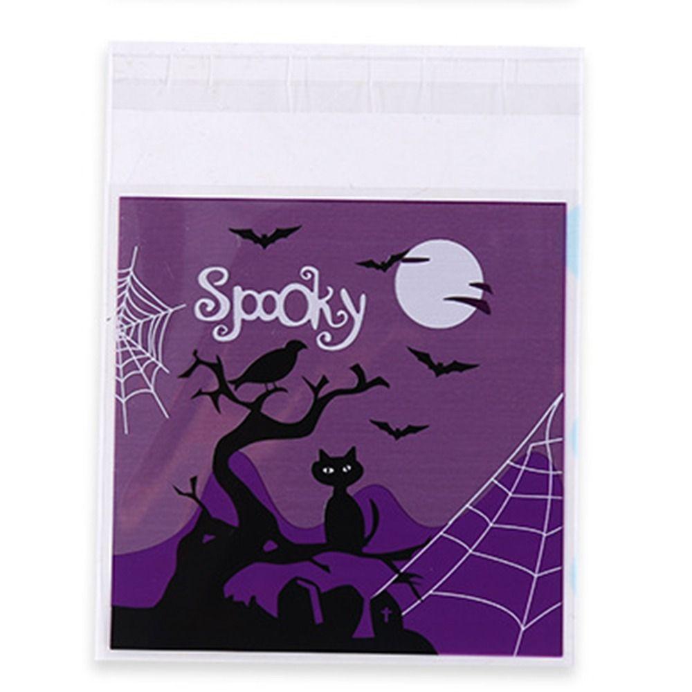 100Pcs/Set 4 Pattern Halloween Candy Bags Self-Sealing Pumpkin Ghost Bat Gift Bags  Kids