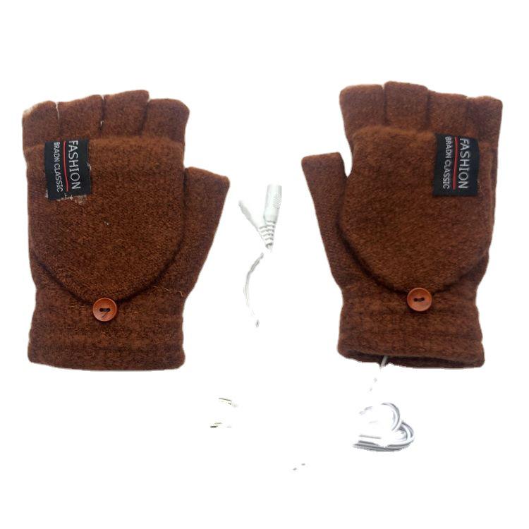 USB-Beheizte Halbfinger-Winterhandschuhe für Herren