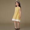 Hacikis Girls' Yellow Plaid Patchwork Vest Dress