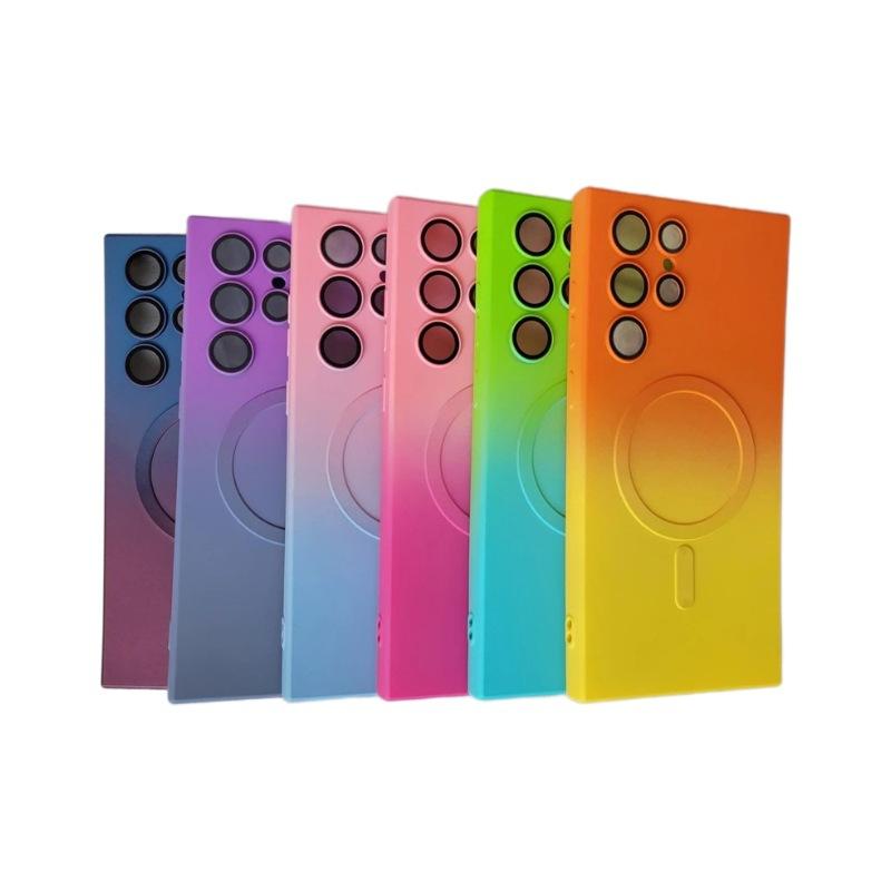 Suitable for Samsung S25Edge Magnetic Suction Mobile Phone Case Liquid Silicone S24ultra Two Color S23 Silicone S22 Matte