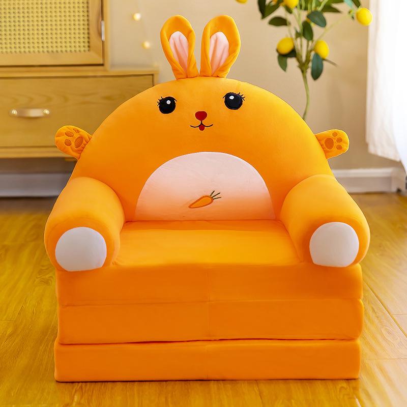 Multi-Function Folding Toddler Sofa: Cartoon Design, Washable Cushion, Perfect for Boys & Girls' Reading and Play.