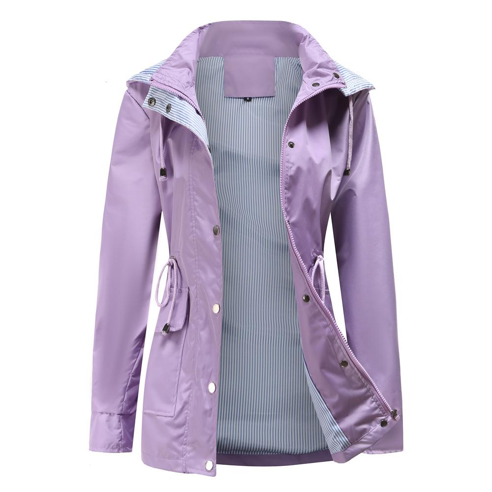 Neue Windjacke für Damen mit abnehmbarer Kapuze für Herbst und Winter in großen Größen