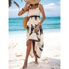 Summer New Style Women's Ladies Dress Printed Front Cross Sleeveless Loose Casual Beach Dress