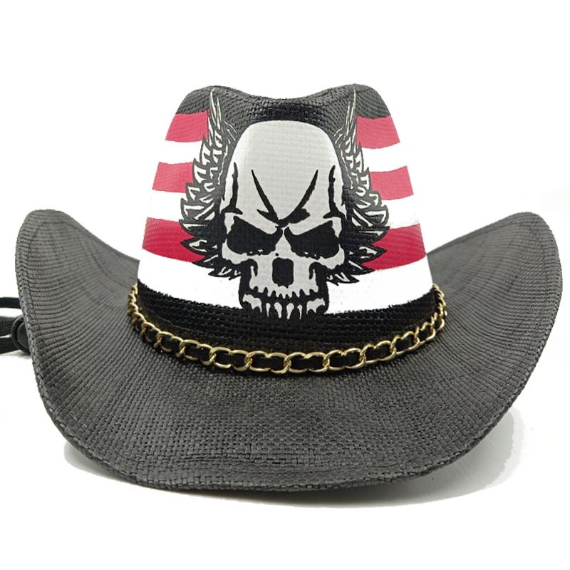 Thickened summer cowboy hat sun hat black summer thickened sun hat cowboy straw hat men and women beach hat