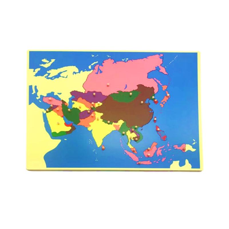 Montessori Beech Wood Map Puzzle & Flag Set for Classroom Display
