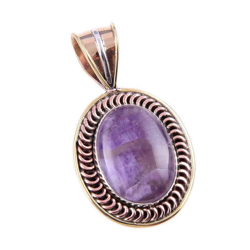 Pietra Tiffany Naturale Argento Sterling Massiccio 925 Regalo Pendente Bicolore 1,50" h1y55