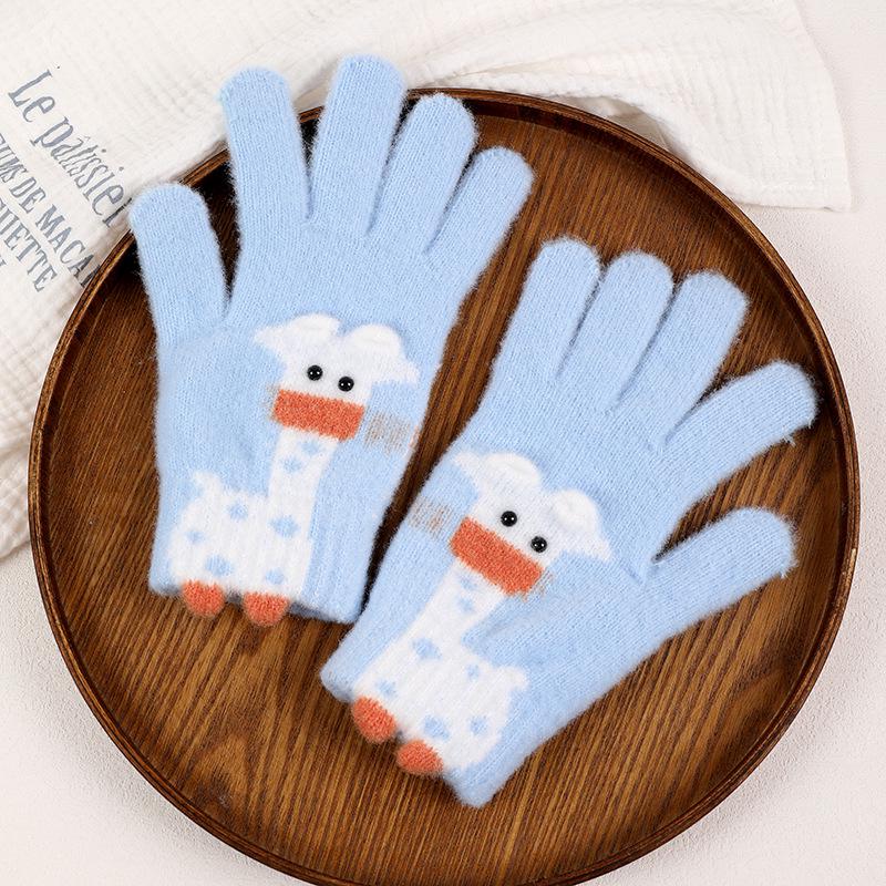 Women's Winter Giraffe Touchscreen Plush Fleece-Lined Knitted Gloves