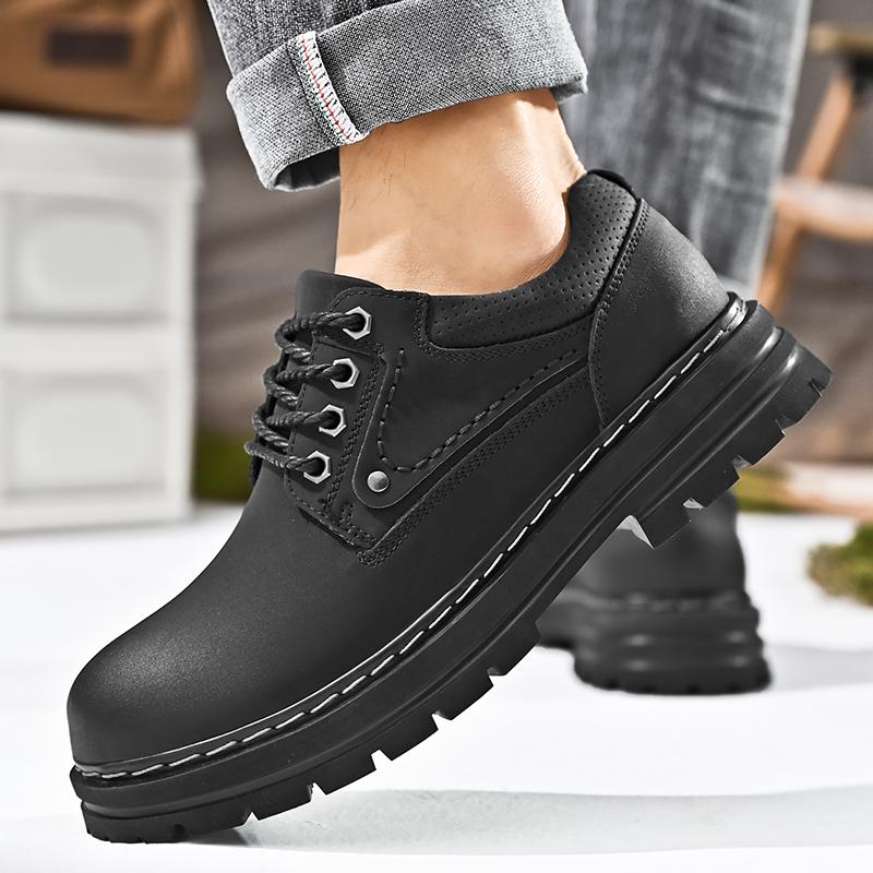 Men Handmade Shoes Waterproof Casual Leather Shoes Men's Shoes Genuine Leather Casual Outdoor Work Shoes