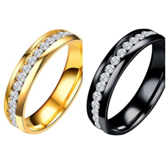 Magnetic Stainless Steel Ring, Rhinestone Adjustable Statement Jewelry for Women Men