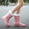 Women's Mid-Calf Rain Boots 2025 New Rubber Shoes Winter Rain Boots Cotton-Padded Warm-Keeping Waterproof Women's Non-Slip Shoes