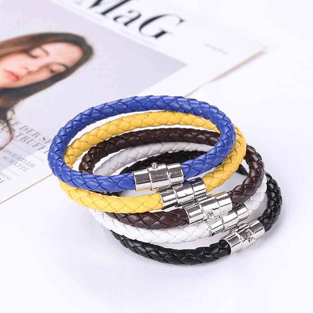 Woven Rope 1 Piece Women Men Gift PU Leather Magnetic Clasp Bracelet Fashion Accessories Jewelry