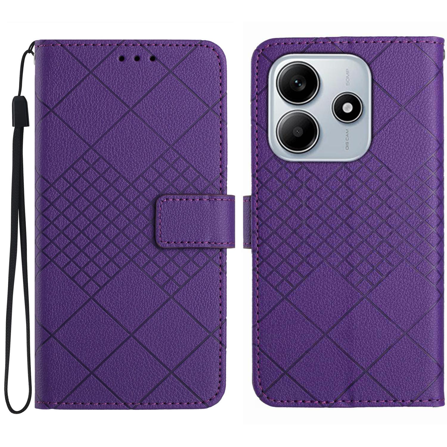 

HT06 For Xiaomi Redmi Note 14 5G Wallet Phone Case Imprint PU Leather Flip Folio Cover C