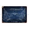 F Eagle Blueprint Metal Sign Pub Wall Cave Living Room Designing Cinema Tin Sign Poster