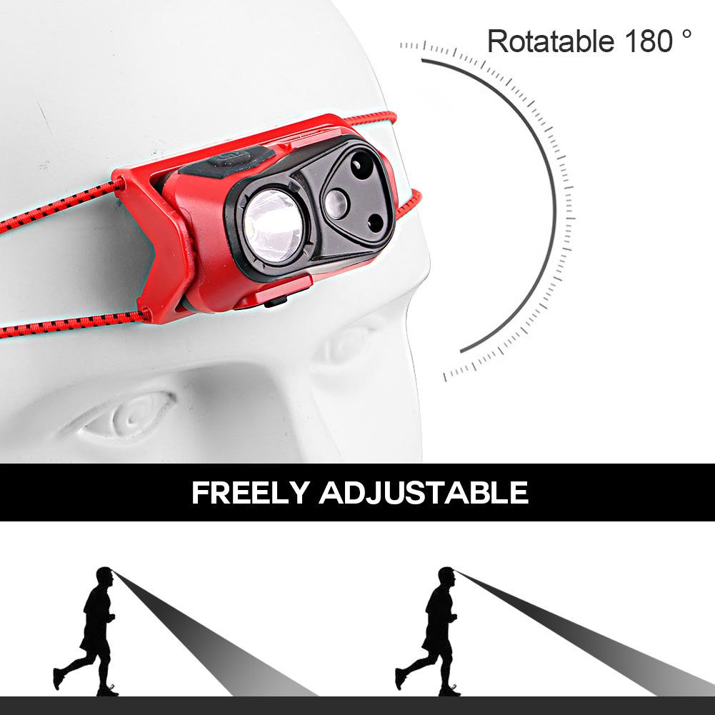 Waterproof LED Headlamp Motion Sensor Headlight USB Rechargeable Head Torch for Outdoor Running Hiking Accessories