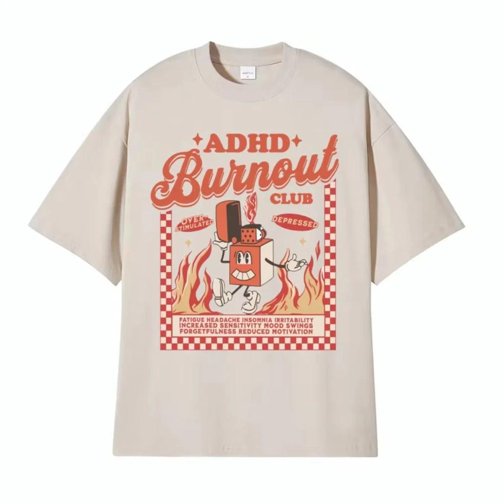 ADHD Awareness Meme T Shirt Overstimulated Funny T Shirts Short Sleeve Men Women Summer Casual Male Cotton Oversized Tshirt Tops