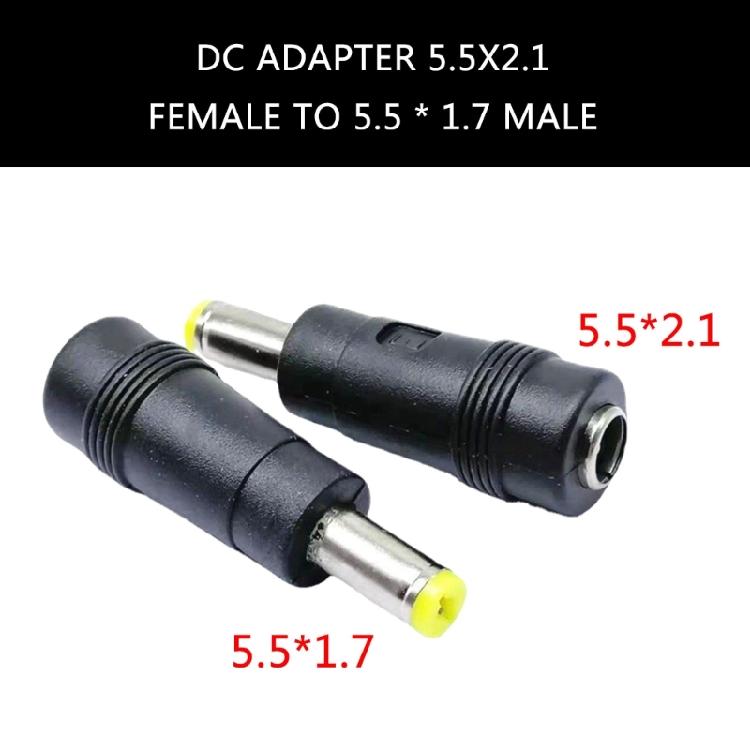 Portable Laptops Charging Adapter DC5.5x2.1mm To DC5.5x1.7mm Charging Converter Head Power Conversion Adapter Black