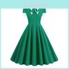 Vintage Dress With Puff Sleeve Collar And Color Block Design For Office Or Date Night