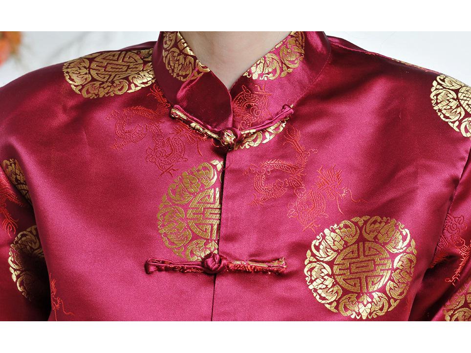 Chinese Tang Suit Red Top: Women's Ethnic Festive Long Sleeve for Spring, Autumn, Winter