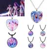 Huntress Girls Iron Alloy Necklace, Kpop Idol Cartoon Pendant Wax Rope Chain, Cute Anime Jewelry Gift for Kids and Fans