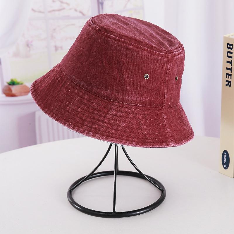 Bucket Hat Men's and Women's Sunscreen Visor Hat Washed Cotton Old Basin Hat Retro Cowboy Hat Travel Small Face