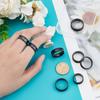 UNICRAFTALE 16pcs Stainless Steel Black Finger Ring - 8 Sizes Blank Core for Inlay Round Grooved Empty Blanks With Velvet Pouches for Jewelry Making