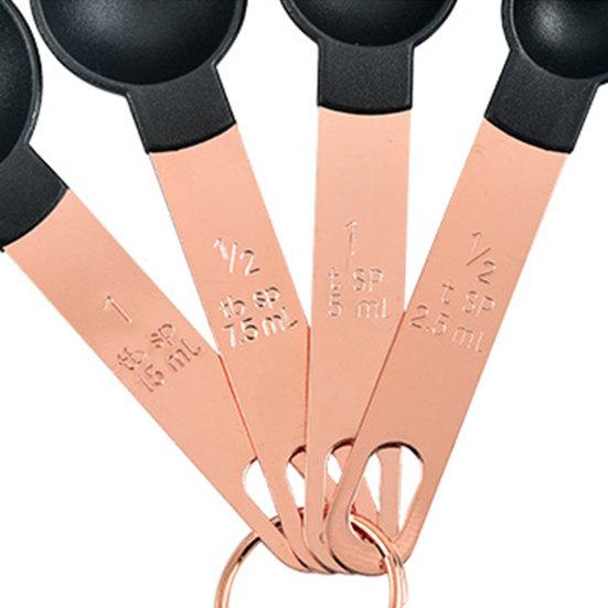 4Pcs Measuring Spoon Clear Scale Ring Buckle Comfortable Grip Plastic Food Measuring Scoop Set Kitchen Gadget Home Supplies