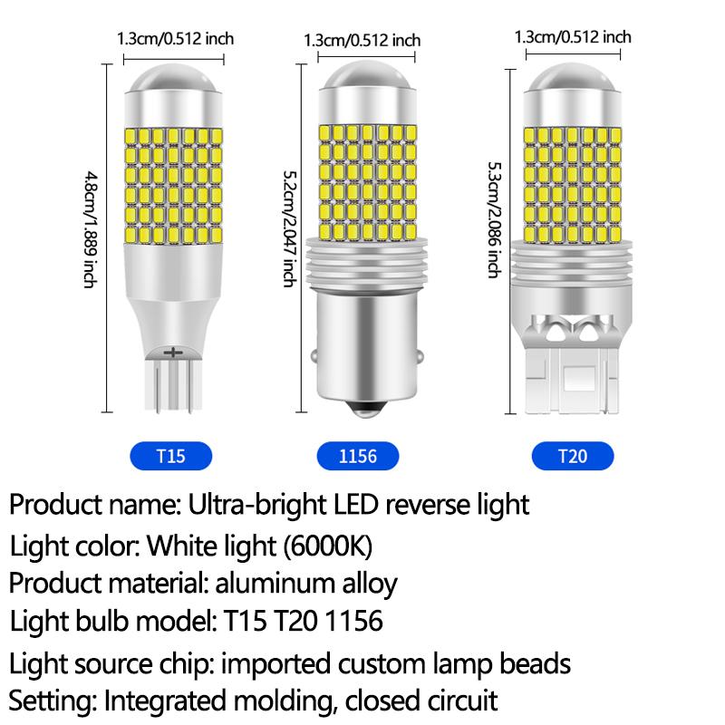 2 Stück 1156 BA15S 7440 W21W LED Rückfahrlichtlampe 12V Canbus 120 SMD 6500K Weiß T15 T20 Auto Heck Park Brems Blinkerleuchten
