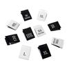 In-Stock Men's & Women's Woven Size Labels: Custom Black & White Trendy International Brand.
