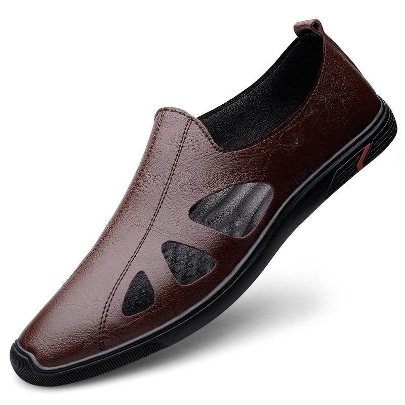 Fashion Luxury Brand Cow Leather Retro Sandals Men's Summer New Shoes Leisure Beach Shoes Male Genuine Leather Slippers Business Sandals