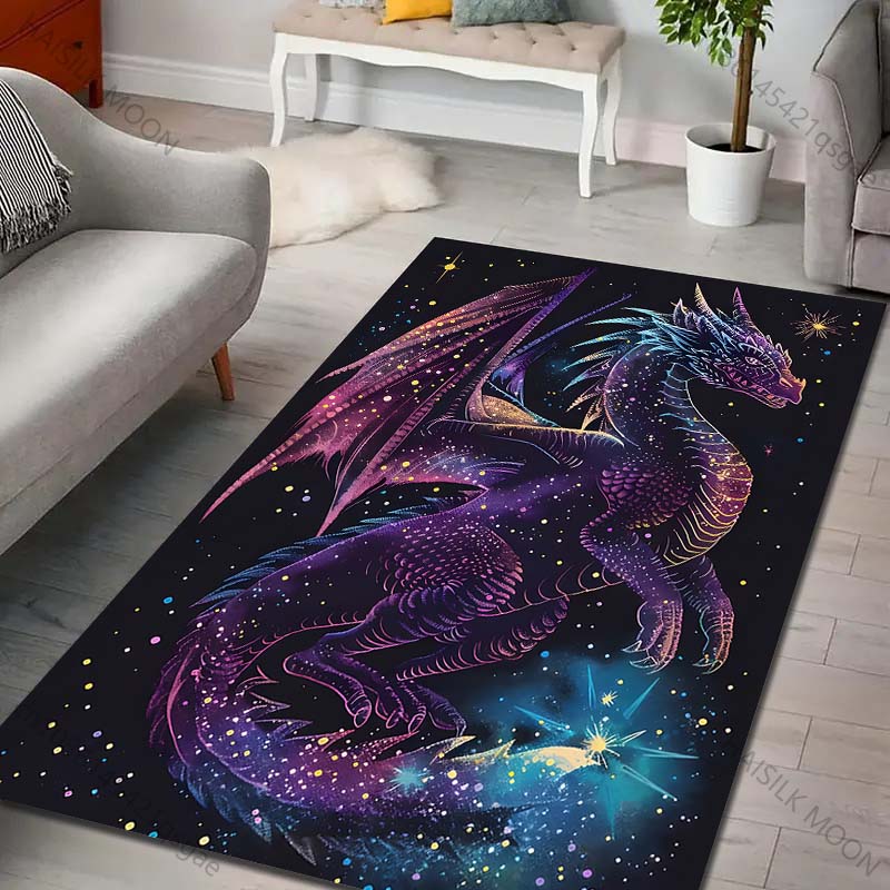 

Multiple size Fantasy Colorful Cosmic Dragon Print Carpet Rug for Living Room Bedroom Sofa Doormat Home Decor Non-slip Floor Mat 40cm x 60cm