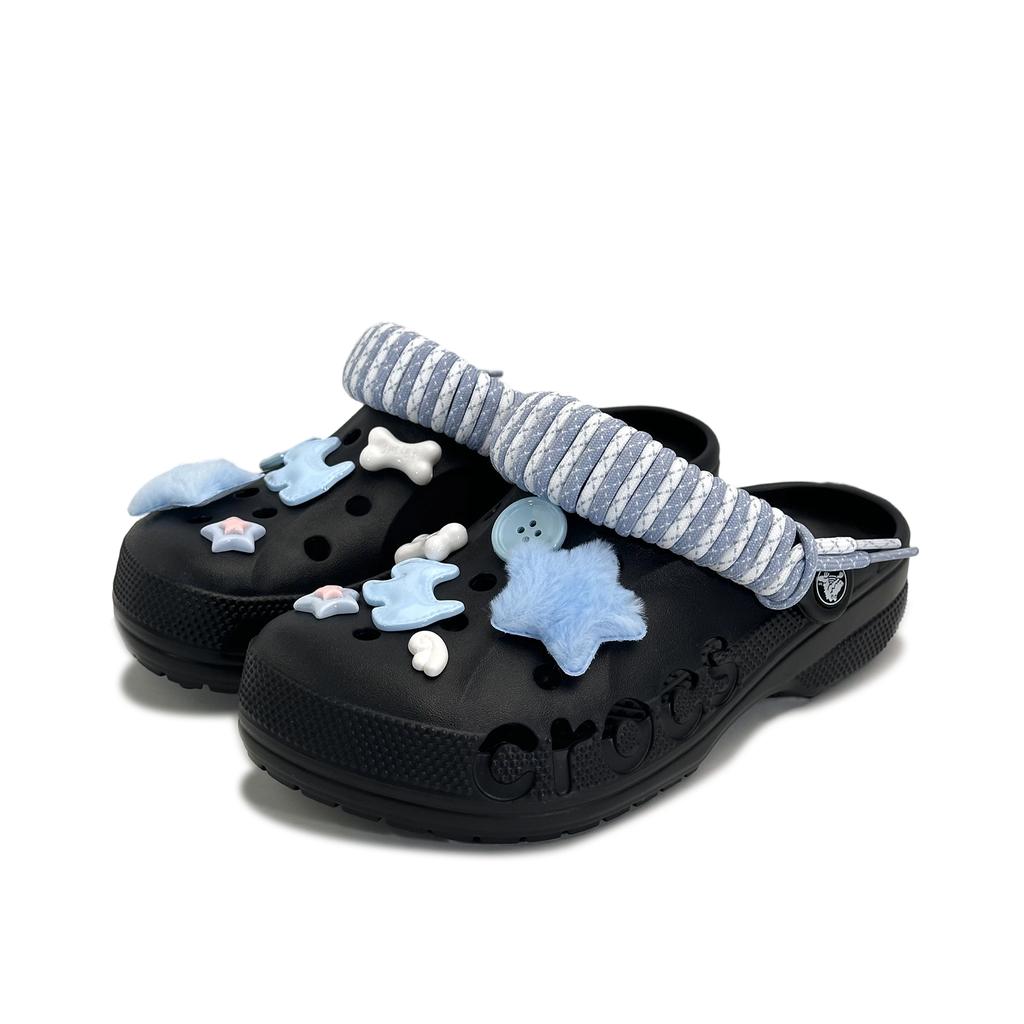 Crocs Baya EVA Blue Puppy Cute, Fun and Fashionable Fresh Niche Non-Collision College Casual Versatile Hole Shoes Unisex Black