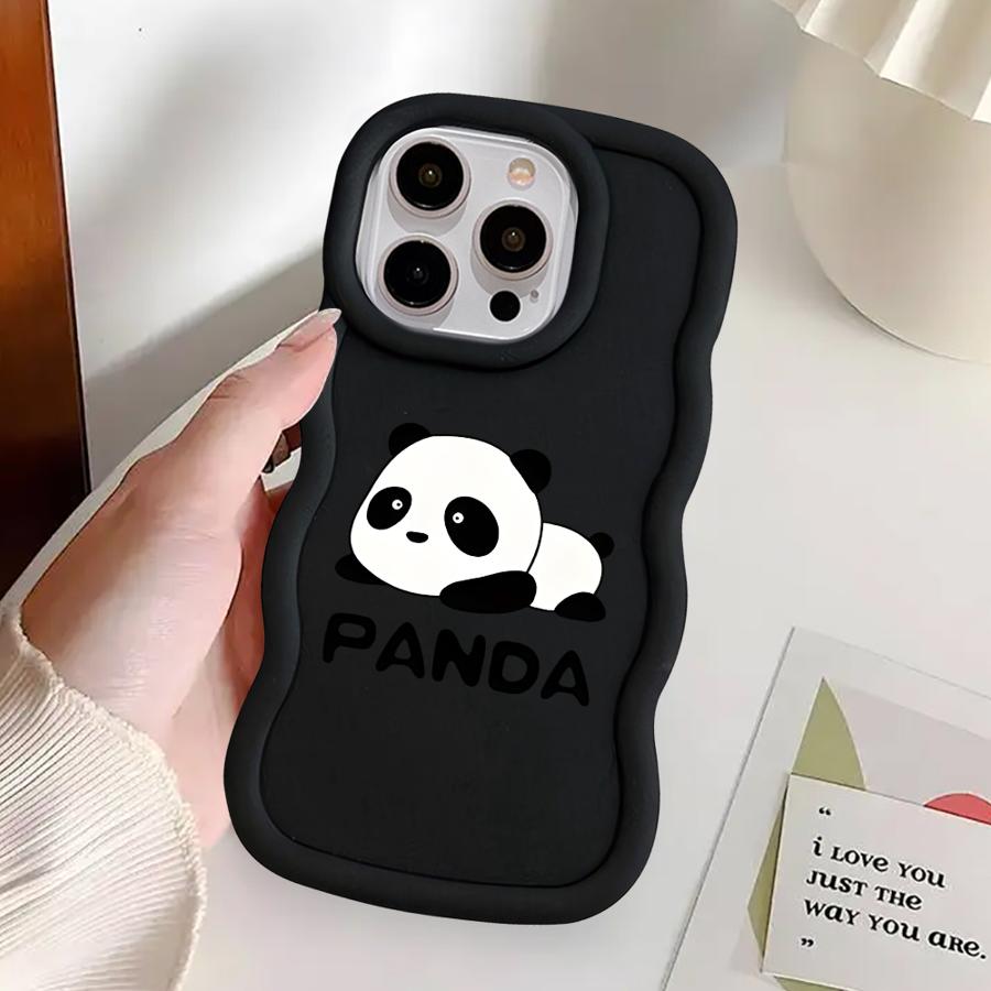 Cartoon Panda Case for iPhone 12 11 14 8 16 Pro Max 15 Plus XR 13 17 Air Soft Phone Cover