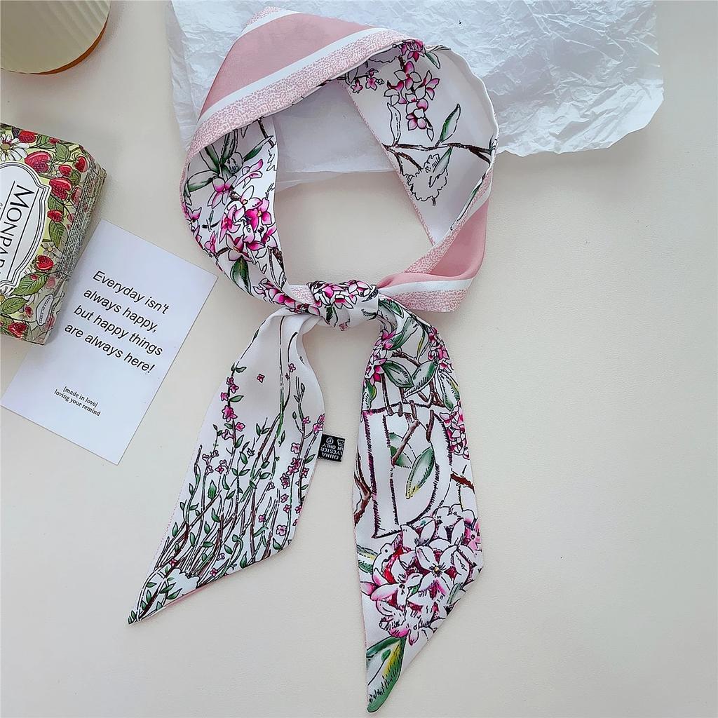 26 Letter Printed Headband 100x6cm Fashion Small Silk Scarf For Women New Design Brand Scarves Women's Bags Hair Tie Accessories