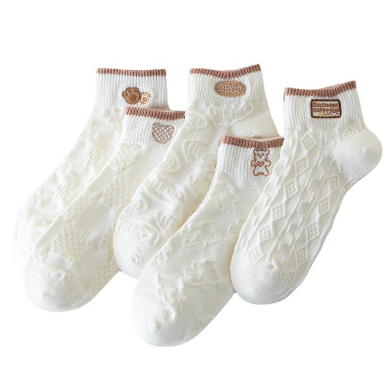5 Pairs of Ladies Summer Cotton Lovely Shallow Mouth Short Boat Socks