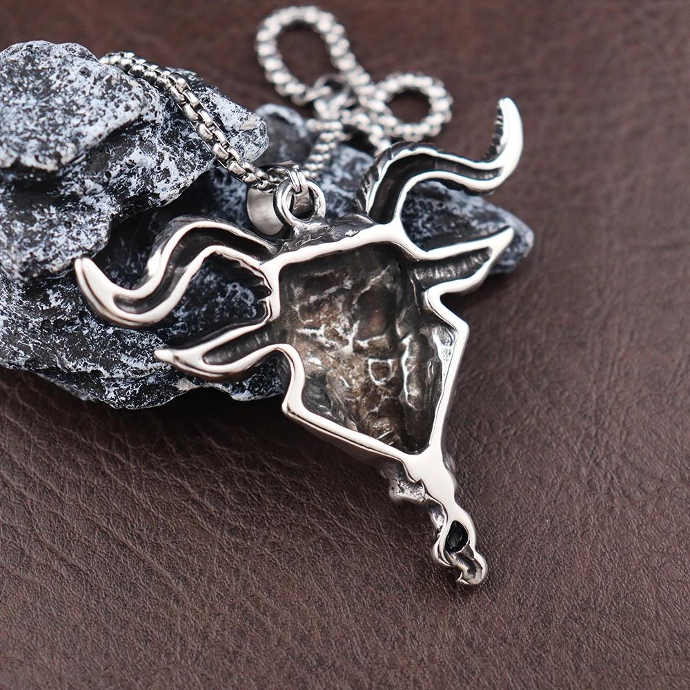 Gothic Lucifer Goat Men's Pendant Chain Popular Charm Stainless Steel Satan Baphomet Necklace Gift Jewelry Accessories