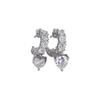Silver Needle Zirconia Heart-Shaped Geometric Stud Earrings - Elegant and Fashionable Jewelry for Women